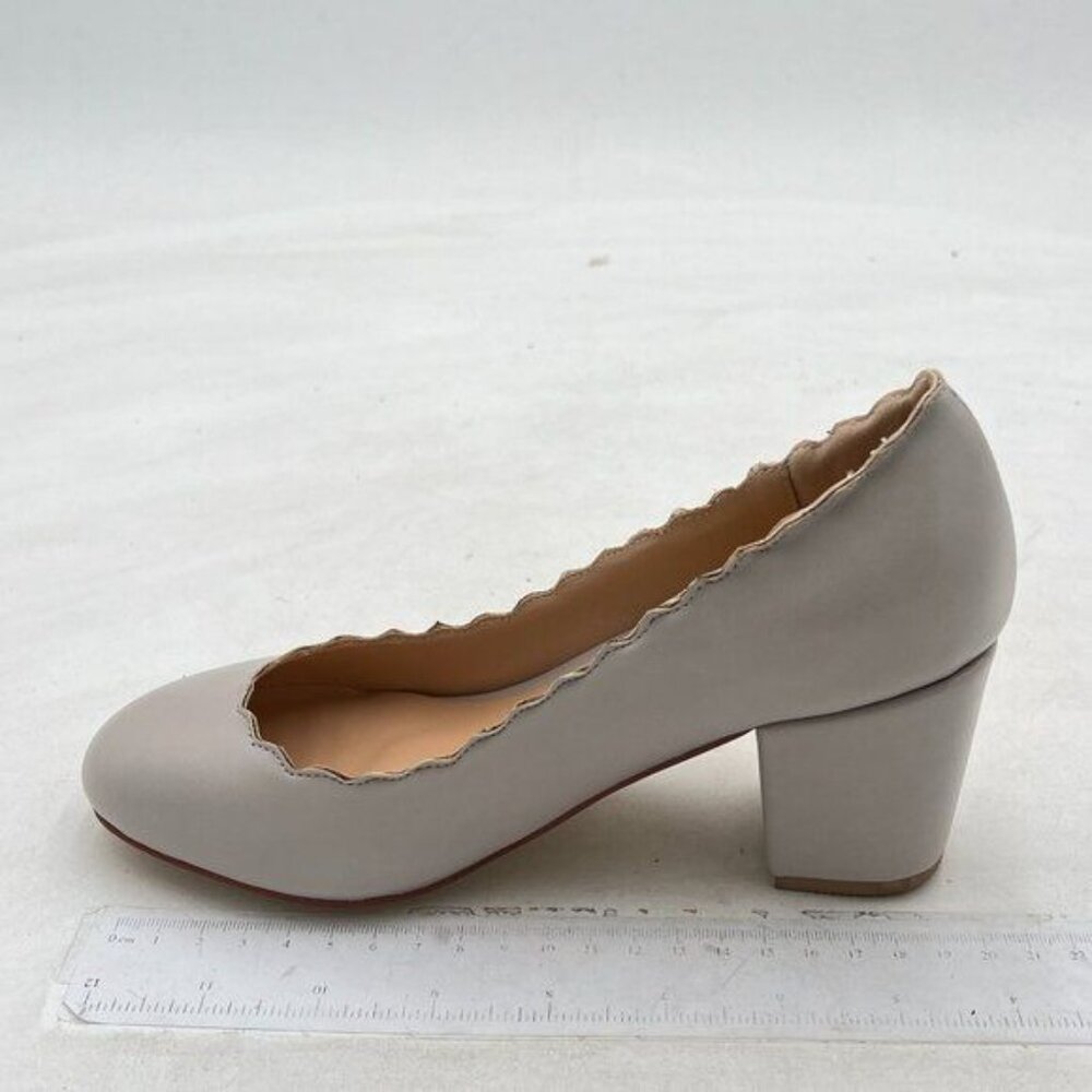 Women Comfortable Chunky Block Heel Pumps Shoes Round Closed Toe Slip On Suede